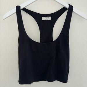 Babaton racer cropped tank in black